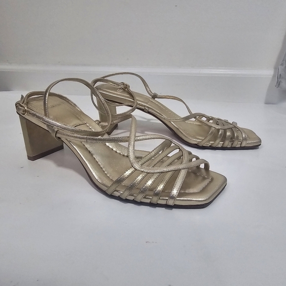 Alexandre Birman Naya Slingback Gold Strappy Heeled Sandal Metalic Evening Holid - Picture 4 of 12